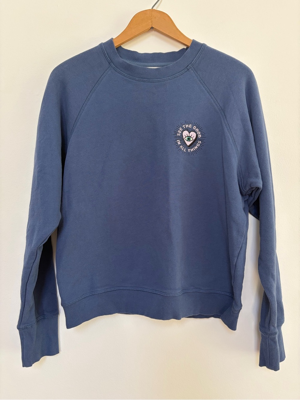Spiritual Gangster Revolve See the Good Bridget Sweatshirt Small Blue